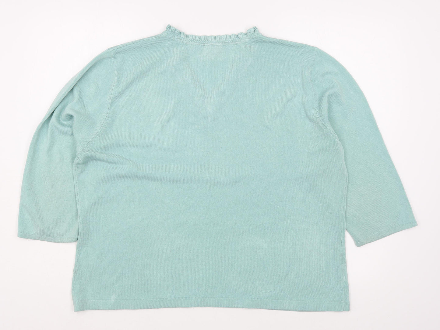 Eastex Womens Green V-Neck  Acrylic Pullover Jumper Size 20