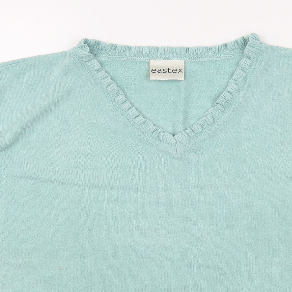 Eastex Womens Green V-Neck  Acrylic Pullover Jumper Size 20