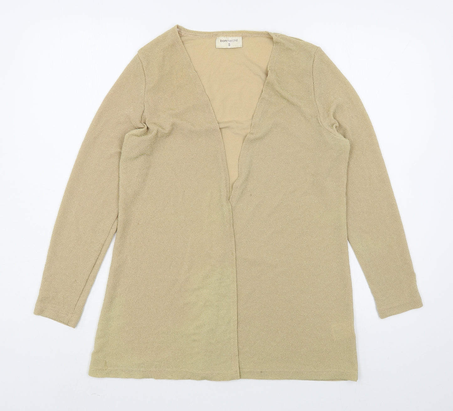 Bonmarché Womens Beige V-Neck  Nylon Cardigan Jumper Size S