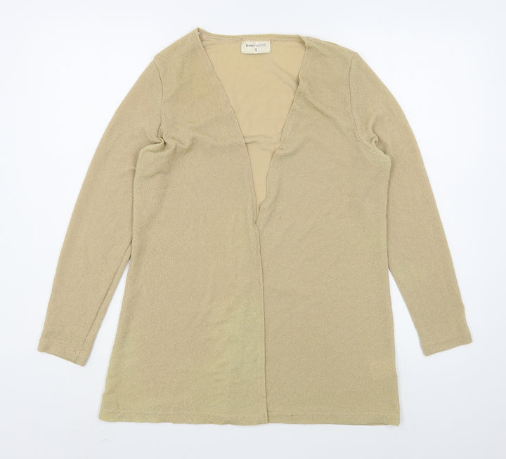 Bonmarché Womens Beige V-Neck  Nylon Cardigan Jumper Size S