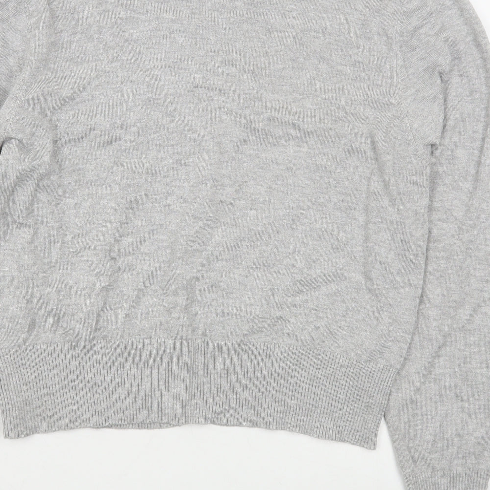Preworn Womens Grey V-Neck  Nylon Cardigan Jumper Size L