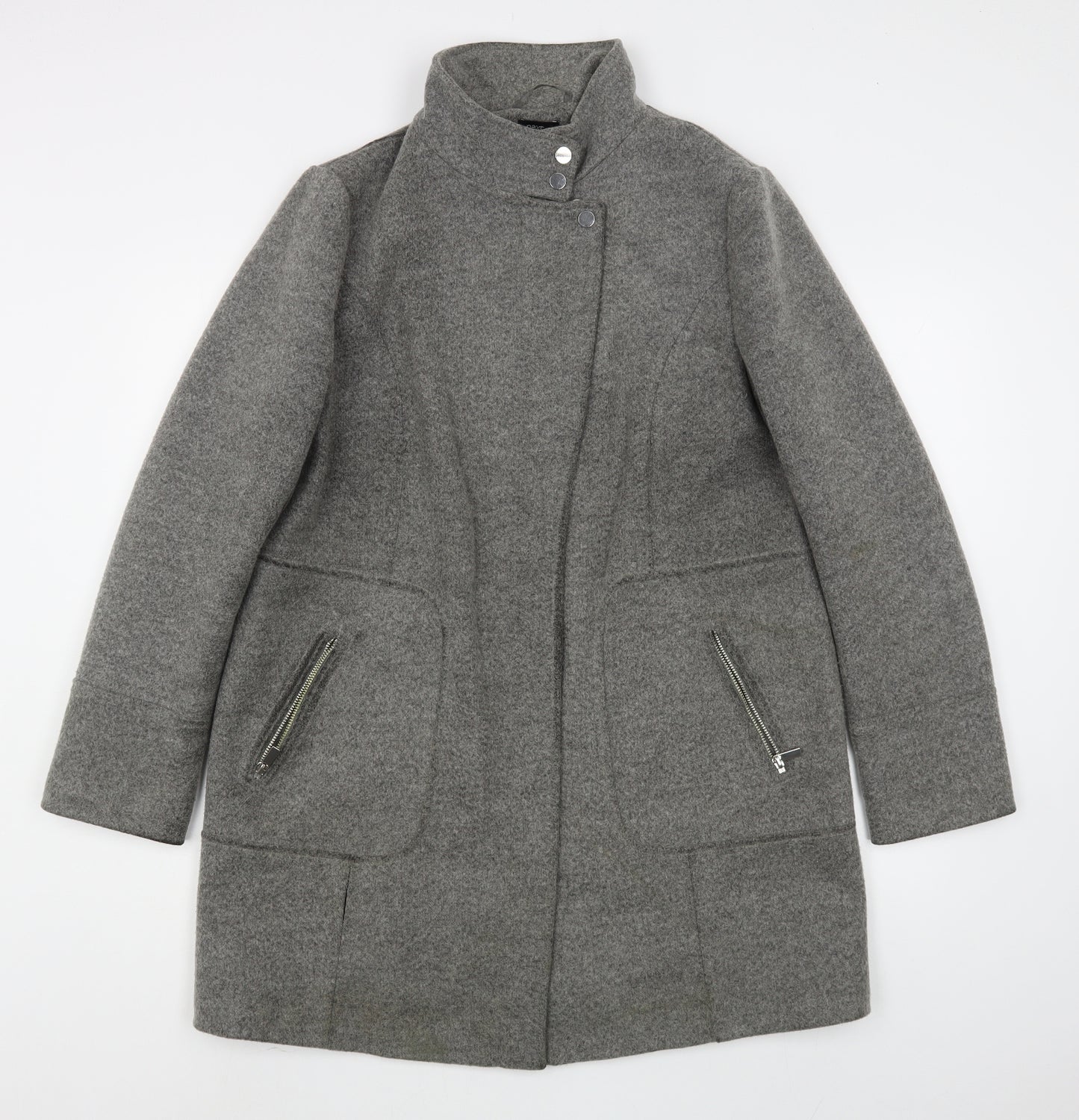 NEXT Womens Grey   Overcoat Coat Size 14  Button