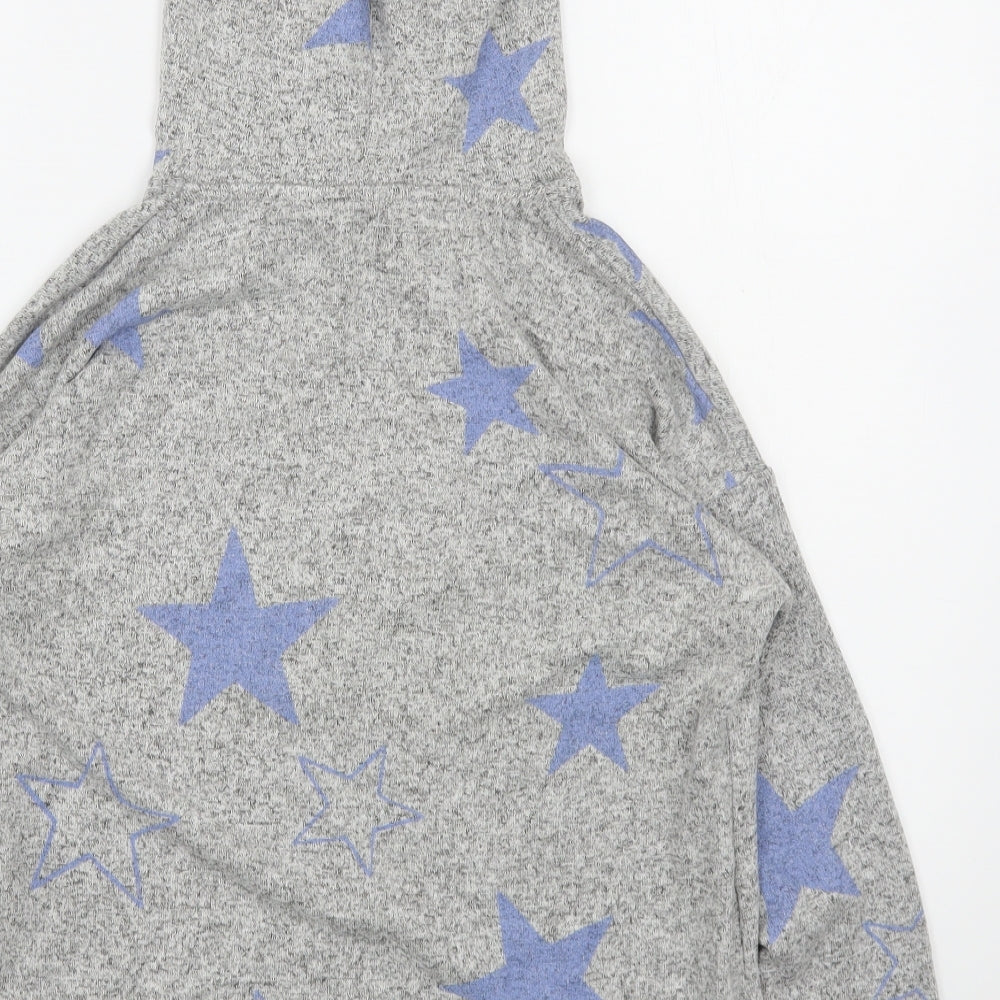 Marks and Spencer Womens Grey Geometric Viscose Pullover Hoodie Size 10  Pullover