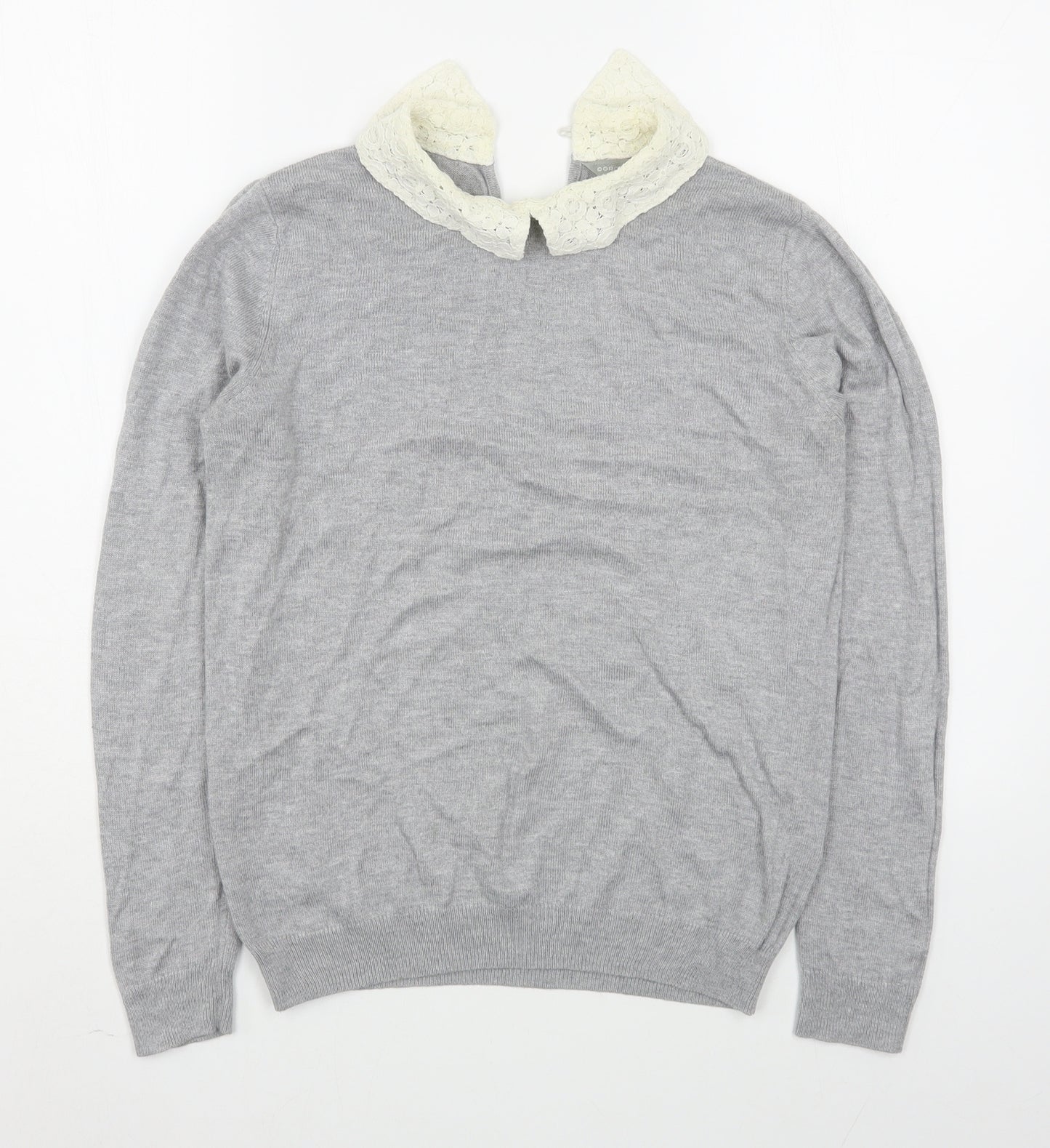 Dorothy Perkins Womens Grey Collared  Viscose Pullover Jumper Size 10