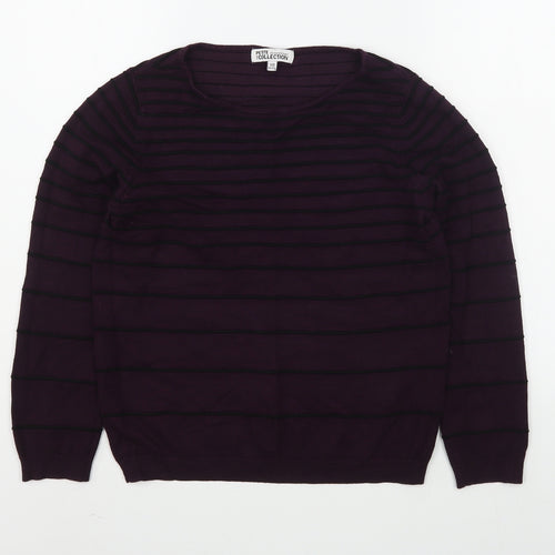 Debenhams Womens Purple Boat Neck Striped Acrylic Pullover Jumper Size 10