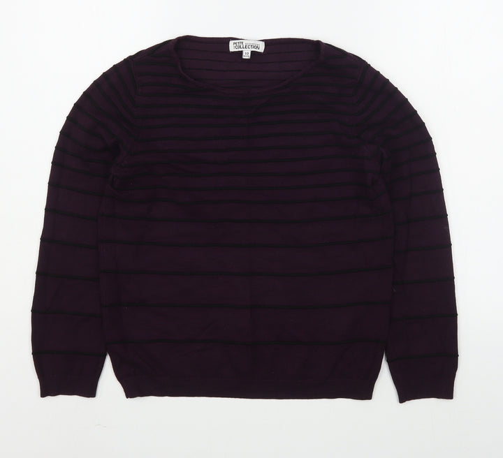 Debenhams Womens Purple Boat Neck Striped Acrylic Pullover Jumper Size 10