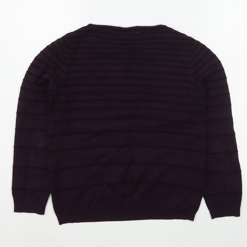 Debenhams Womens Purple Boat Neck Striped Acrylic Pullover Jumper Size 10