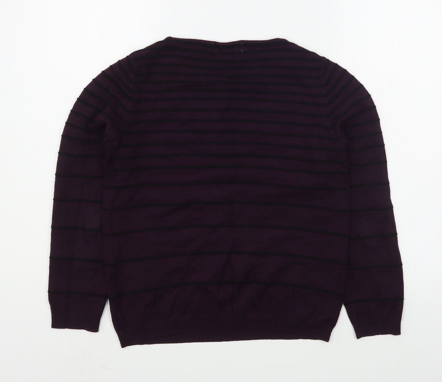 Debenhams Womens Purple Boat Neck Striped Acrylic Pullover Jumper Size 10