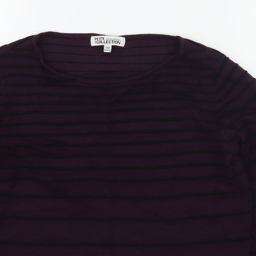 Debenhams Womens Purple Boat Neck Striped Acrylic Pullover Jumper Size 10