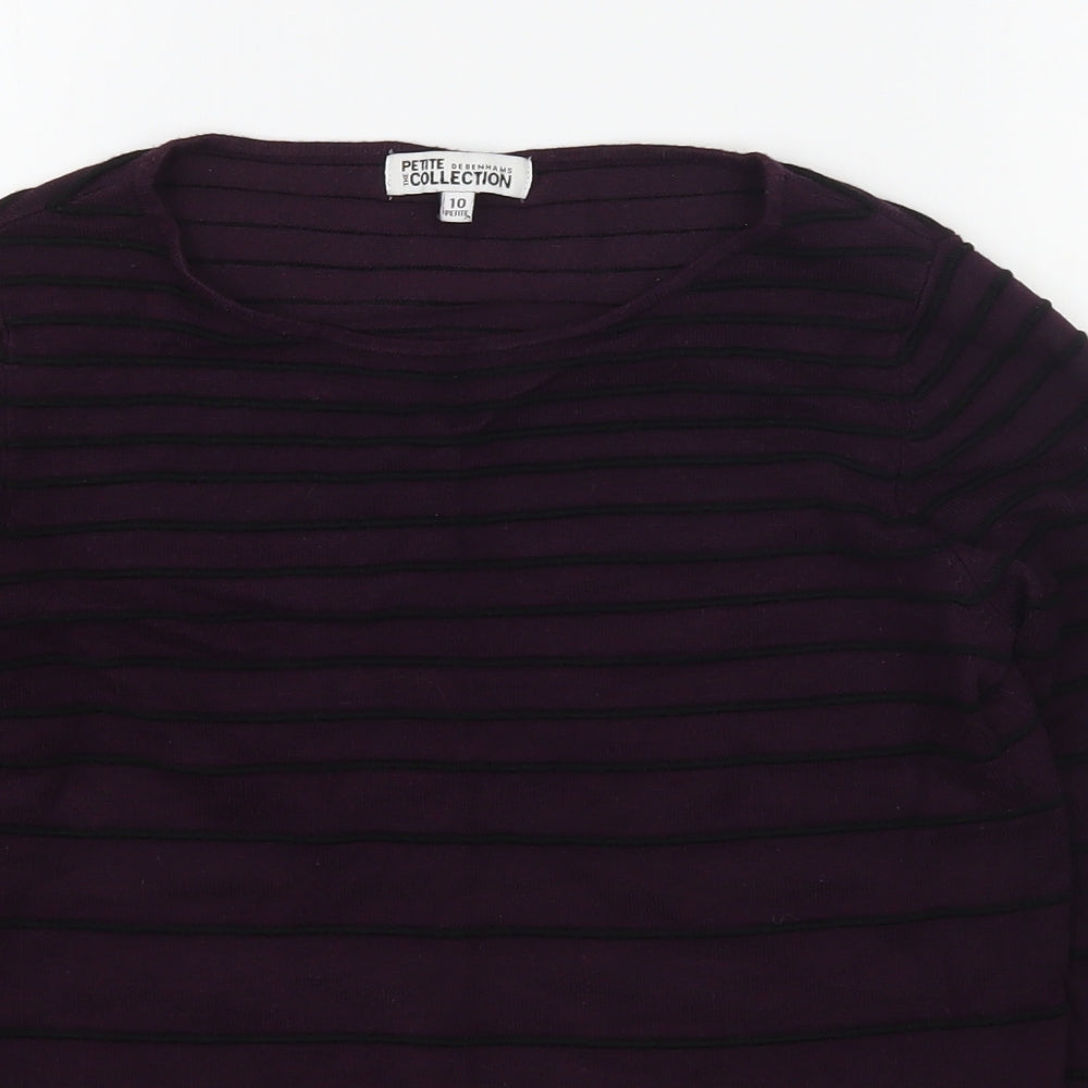 Debenhams Womens Purple Boat Neck Striped Acrylic Pullover Jumper Size 10