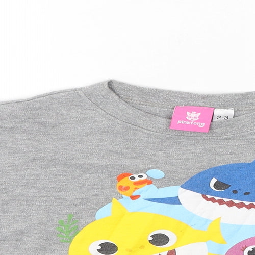 Preworn Girls Grey  Cotton Camisole Casual Size 2-3 Years Round Neck  - Baby shark