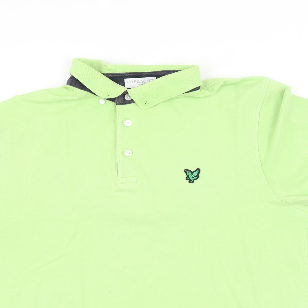 Lyle & Scott Womens Green  Cotton Basic Polo Size L Collared