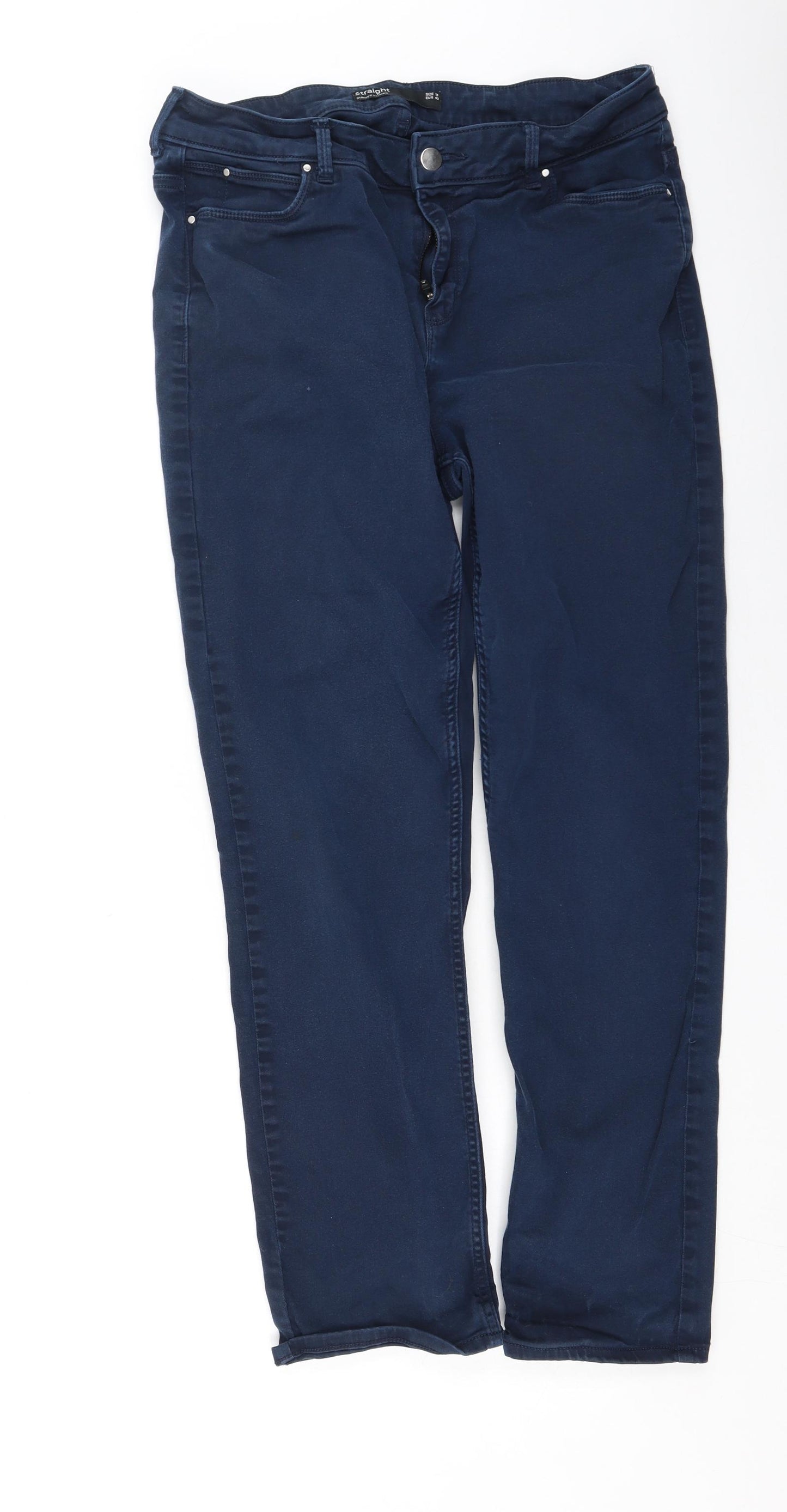 Dunnes Stores Womens Blue  Cotton Straight Jeans Size 14 L26.5 in Regular