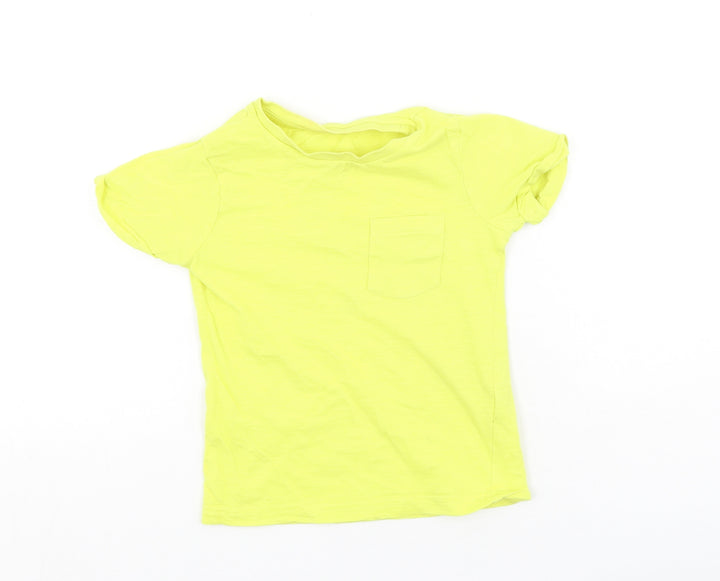 Marks and Spencer Boys Yellow Cotton Basic Casual Size 2-3 Years Round Neck