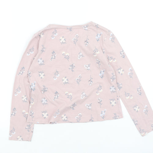 Primark  Girls Pink Floral Cotton Basic Casual Size 6-7 Years Round Neck