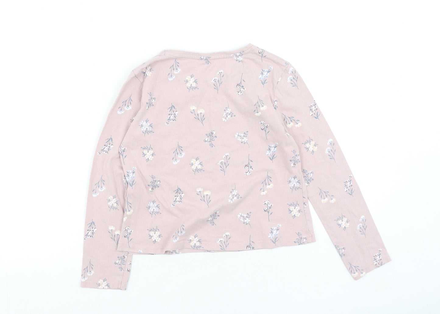 Primark  Girls Pink Floral Cotton Basic Casual Size 6-7 Years Round Neck