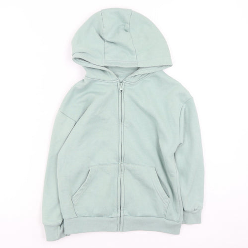 Dunnes Stores Boys Green Round Neck  Cotton Full Zip Jumper Size 7-8 Years