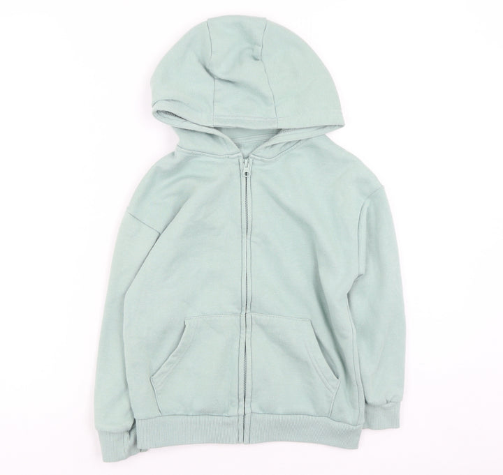 Dunnes Stores Boys Green Round Neck Cotton Full Zip Jumper Size 7-8 Years
