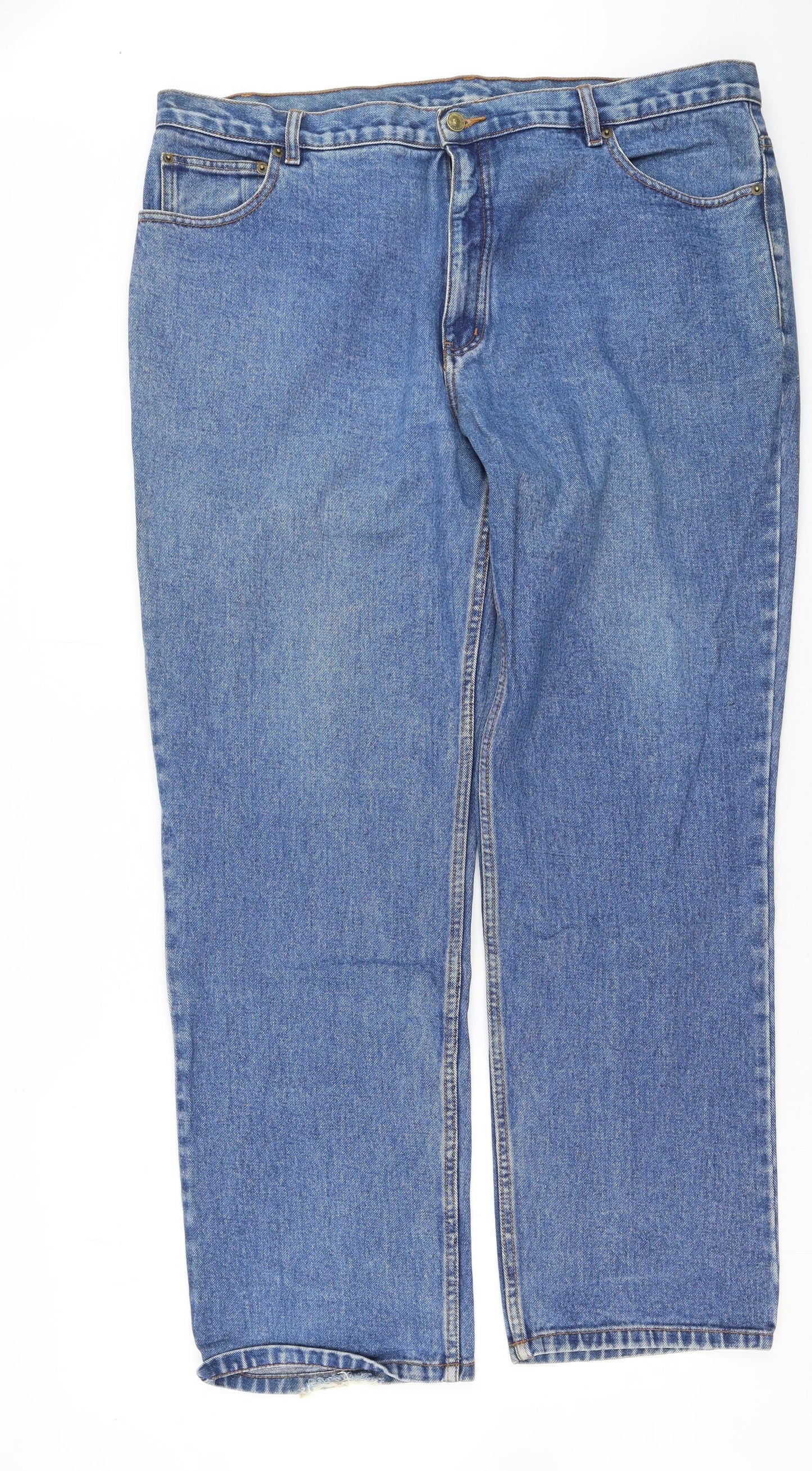 Preworn Womens Blue  Cotton Straight Jeans Size 40 L31 in Regular