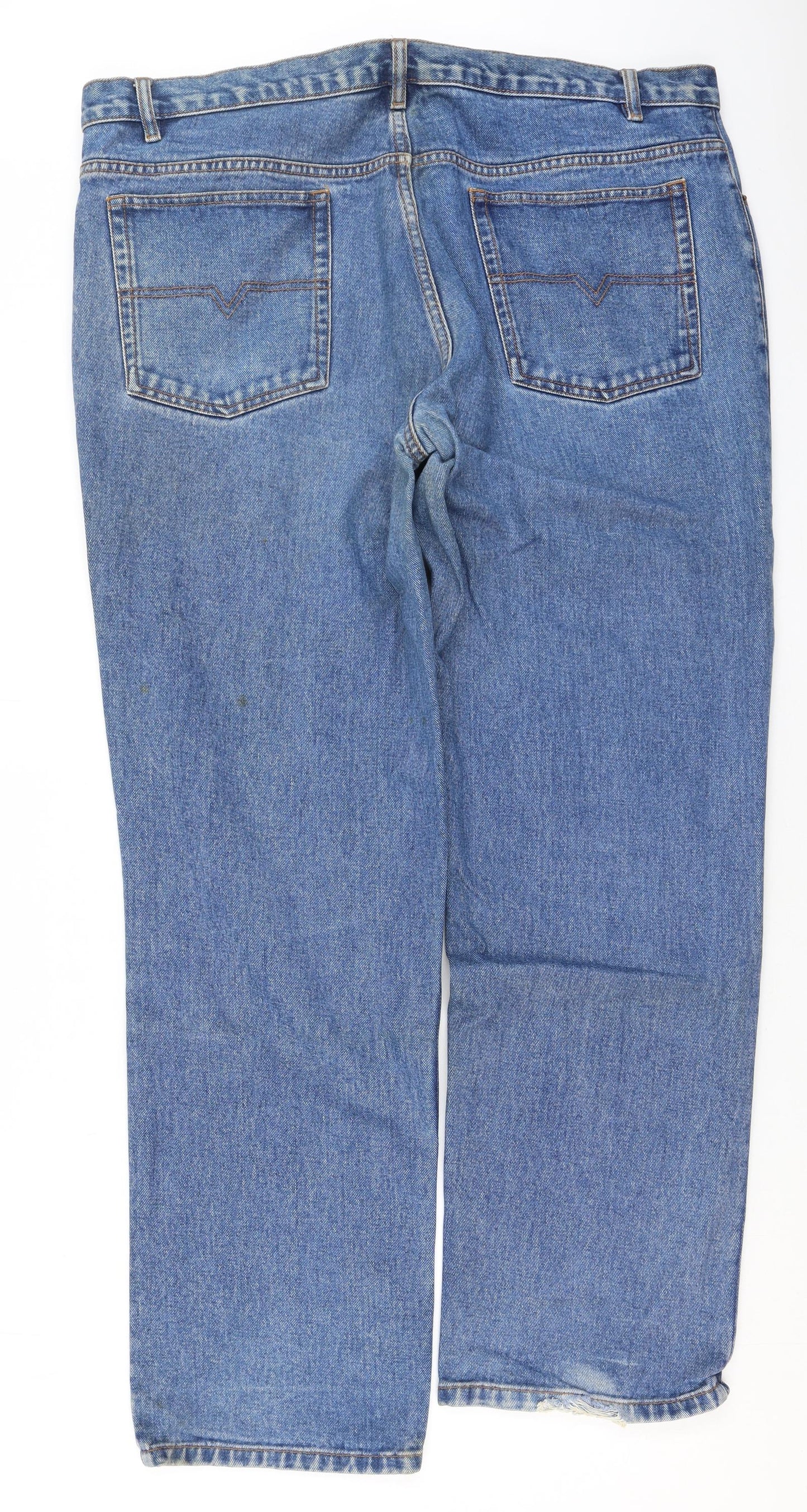 Preworn Womens Blue  Cotton Straight Jeans Size 40 L31 in Regular