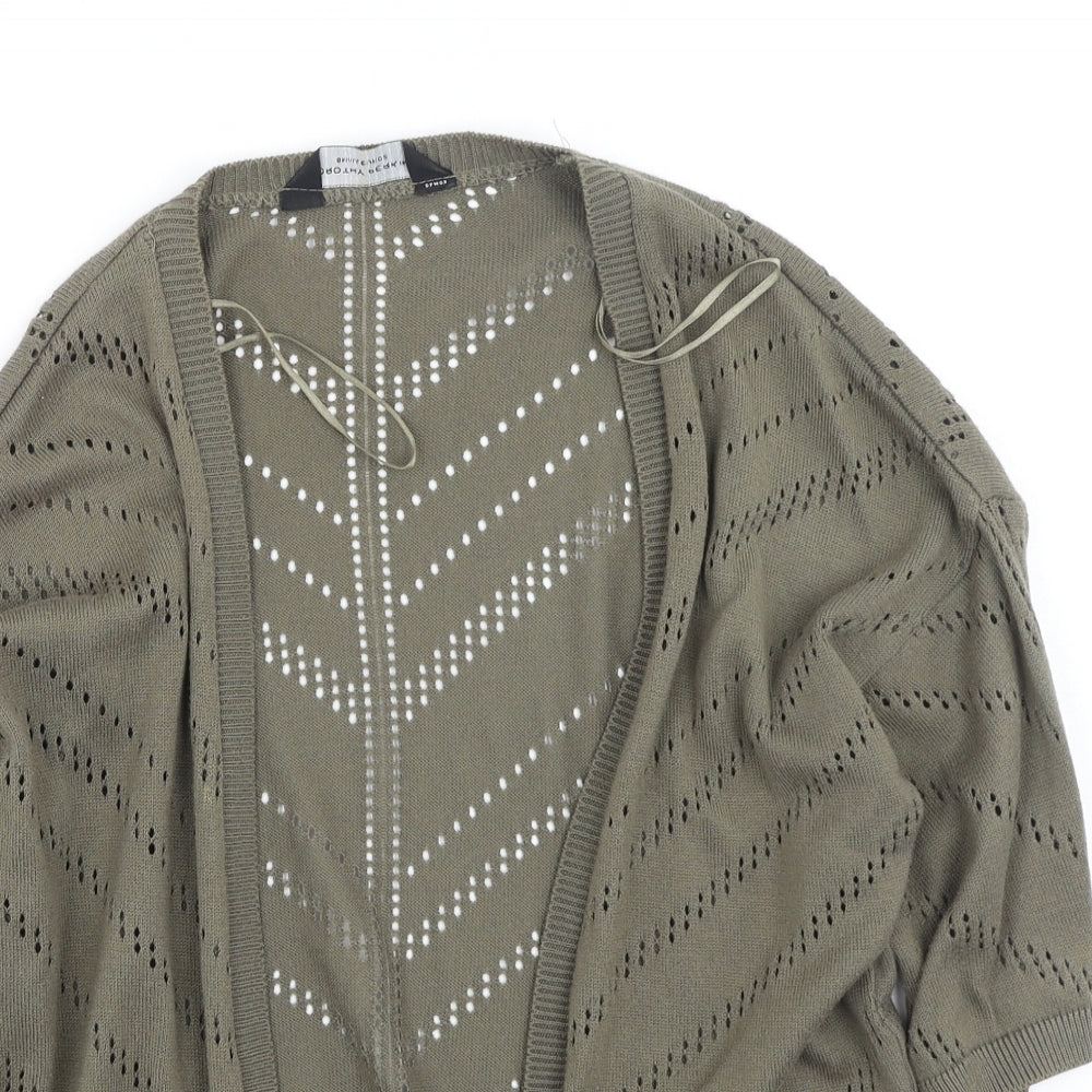 Dorothy Perkins Womens Green V-Neck  Cotton Shrug Jumper Size S