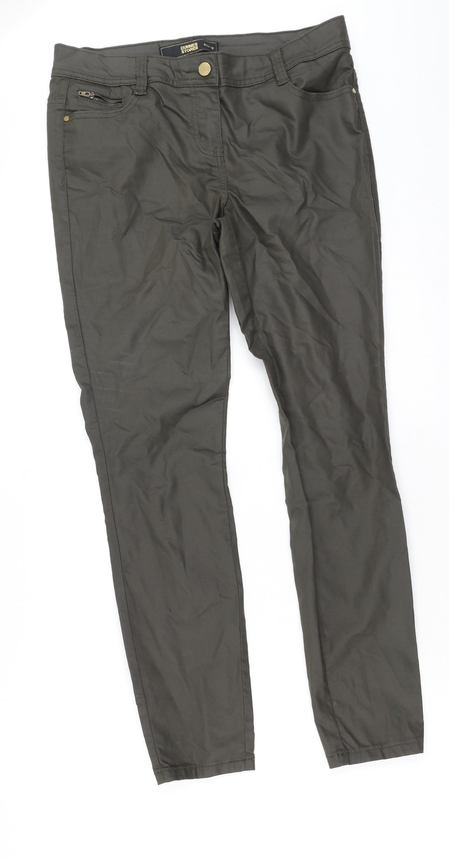 Dunnes Stores Womens Green  Cotton Jegging Trousers Size 12 L28 in Regular