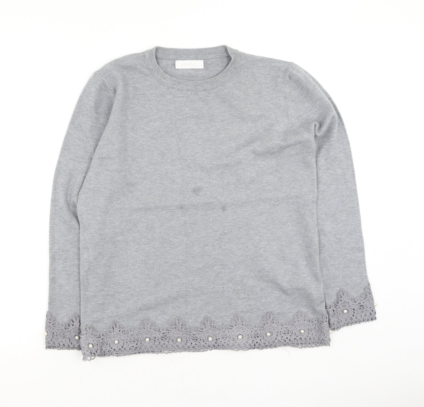 melody Womens Grey  Cotton Pullover Sweatshirt Size S