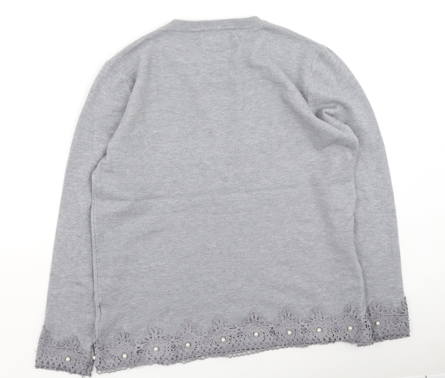 melody Womens Grey  Cotton Pullover Sweatshirt Size S