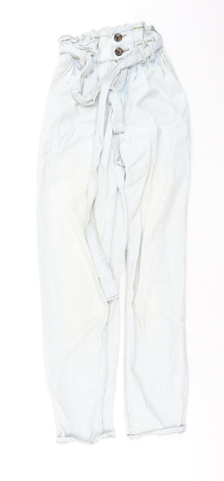 Denim & Co. Womens Blue Cotton Straight Jeans Size 4 L25 in Regular