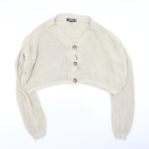 Missguided Womens Beige  Acrylic Cardigan Sweatshirt Size 6