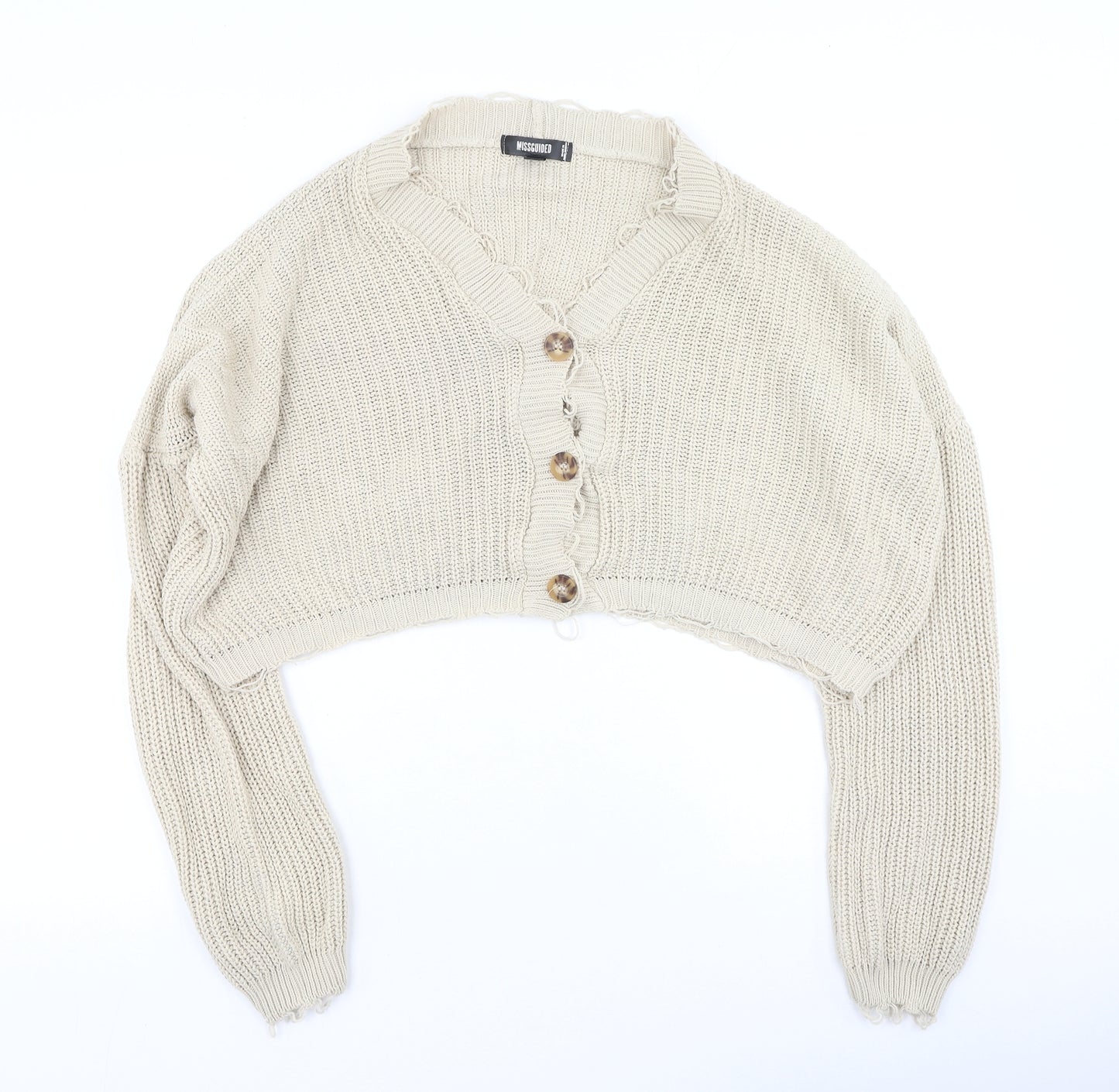 Missguided Womens Beige  Acrylic Cardigan Sweatshirt Size 6