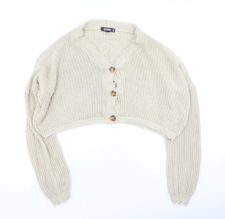 Missguided Womens Beige  Acrylic Cardigan Sweatshirt Size 6