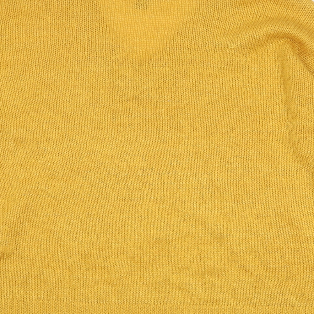 New Look Womens Yellow V-Neck  Acrylic Pullover Jumper Size S