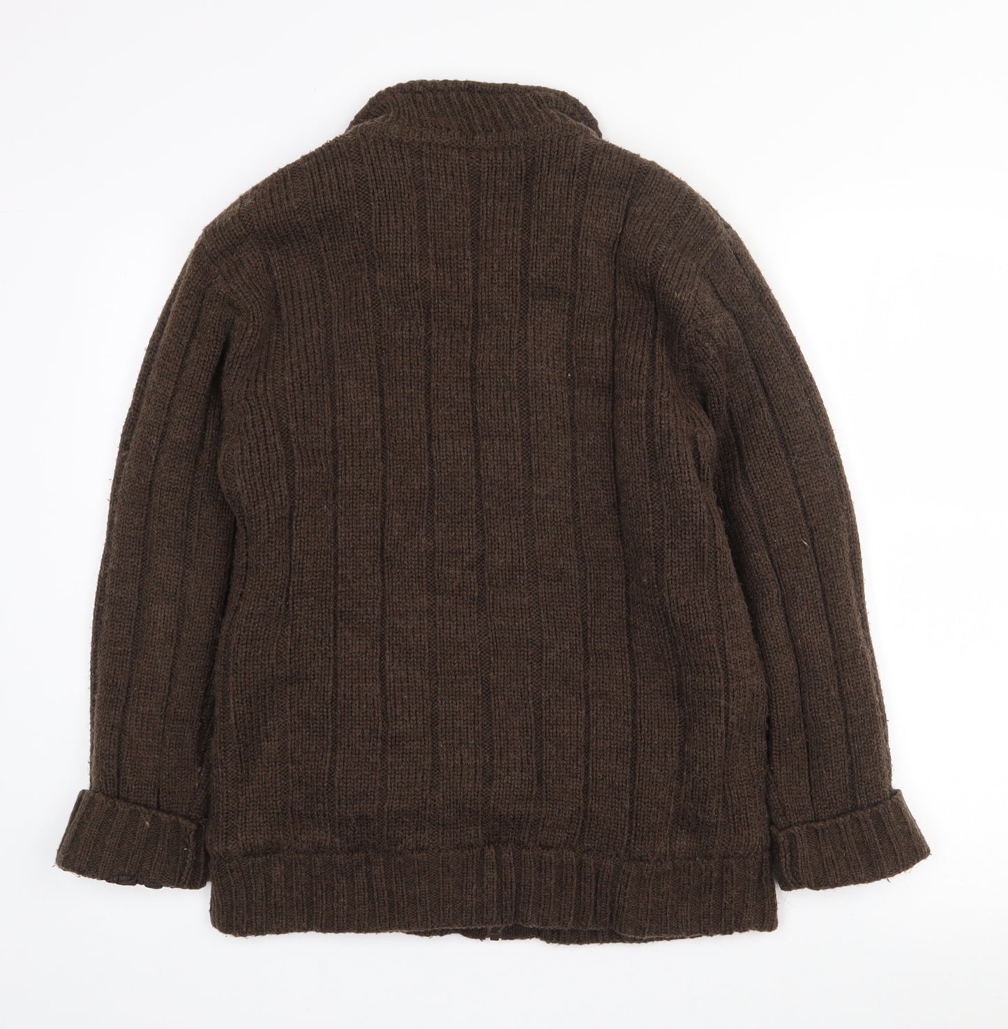 F&F Mens Brown Collared  Acrylic Pullover Jumper Size S