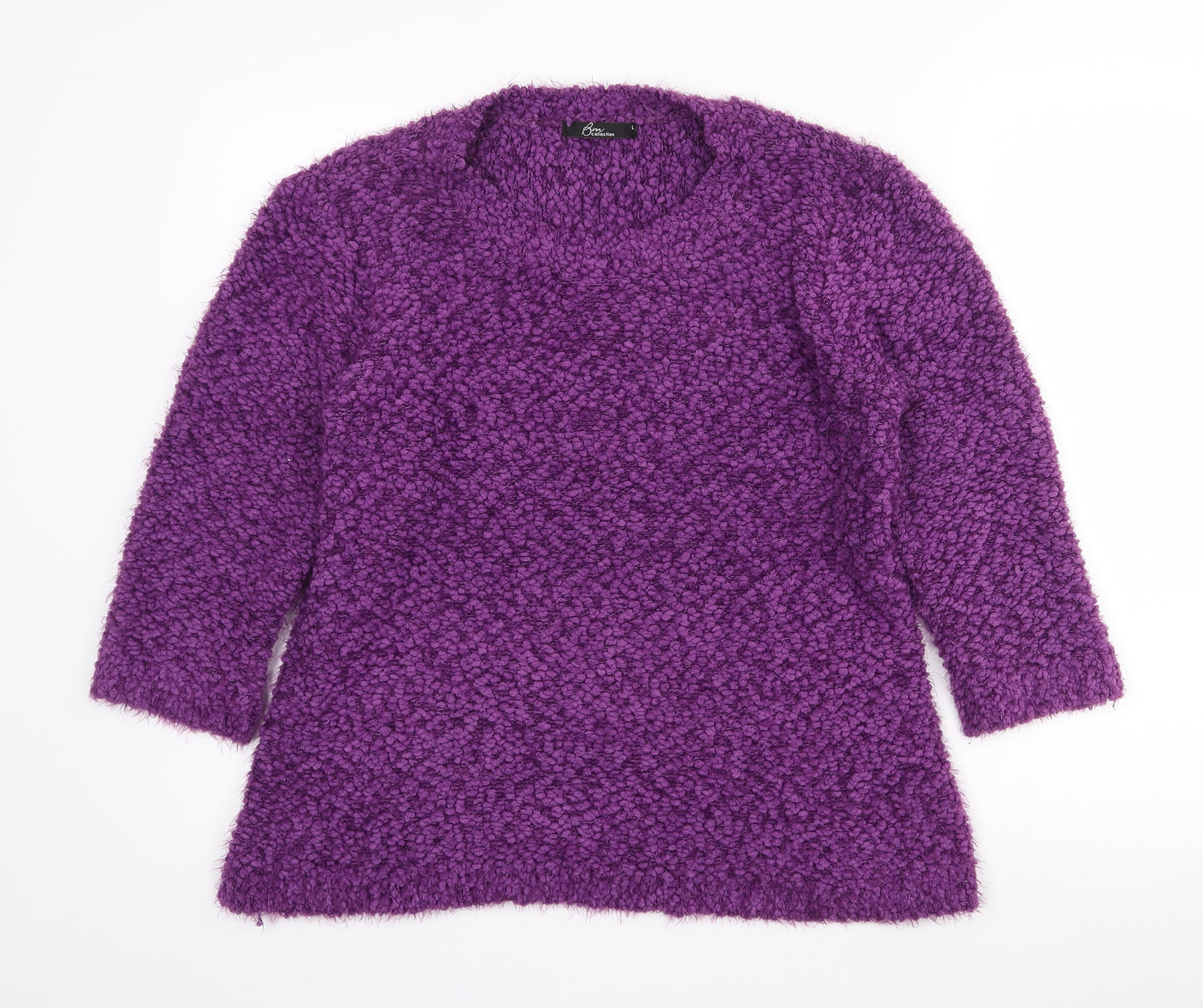 BM Womens Purple Round Neck  Polyester Pullover Jumper Size L
