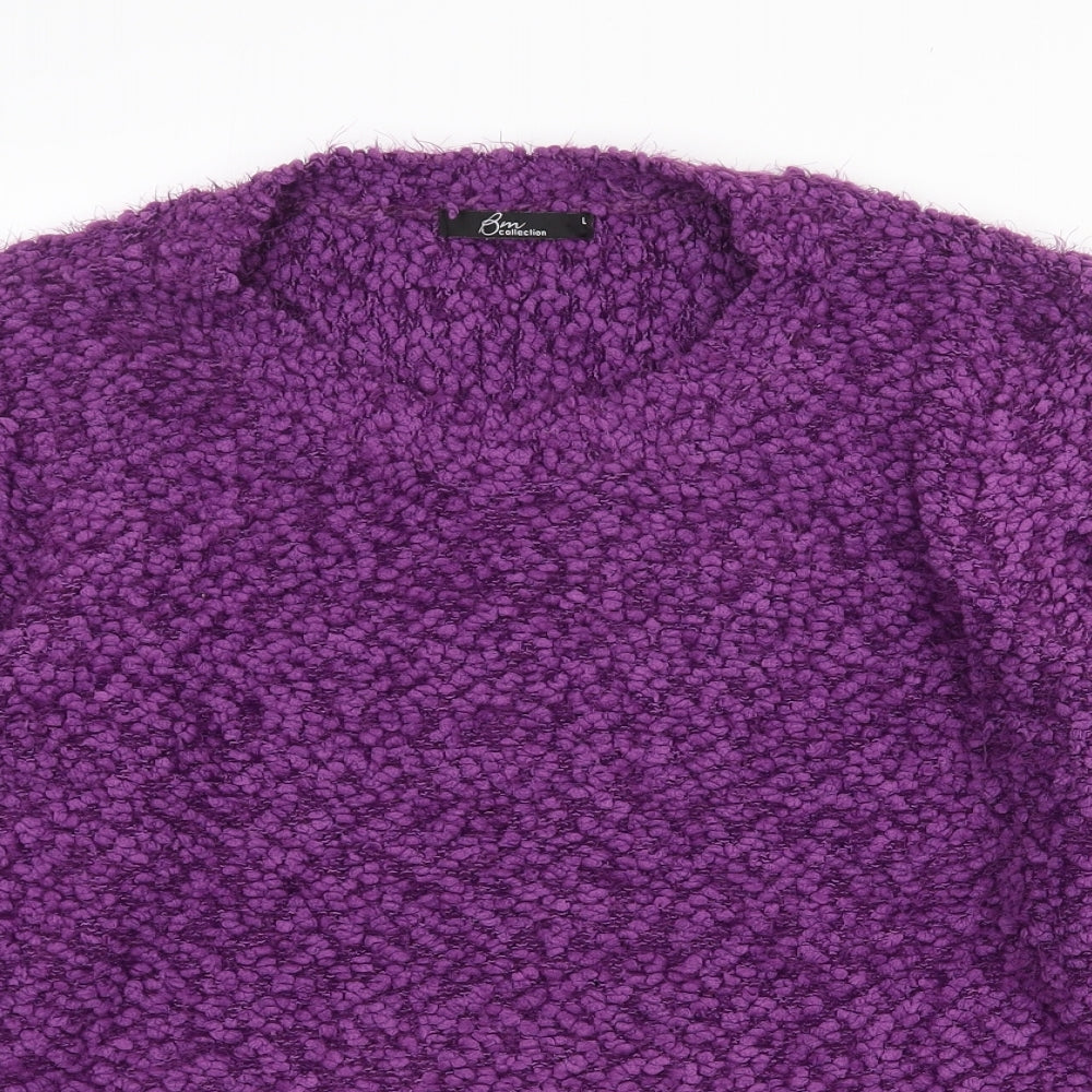 BM Womens Purple Round Neck  Polyester Pullover Jumper Size L