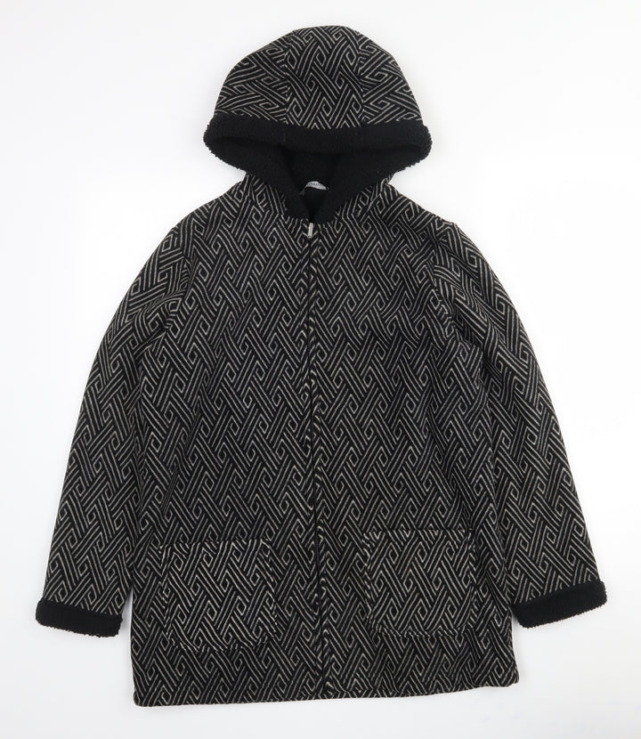 Bonmarché Womens Black Geometric  Jacket  Size S  Zip