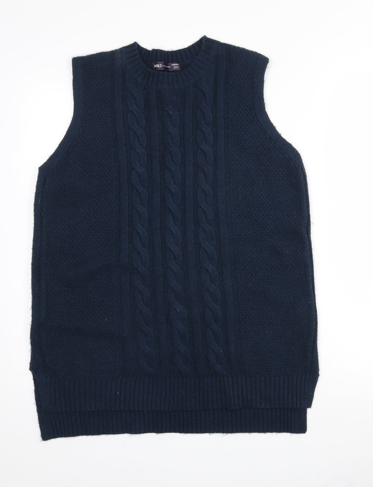 Marks and Spencer Mens Blue Crew Neck  Polyester Vest Jumper Size M