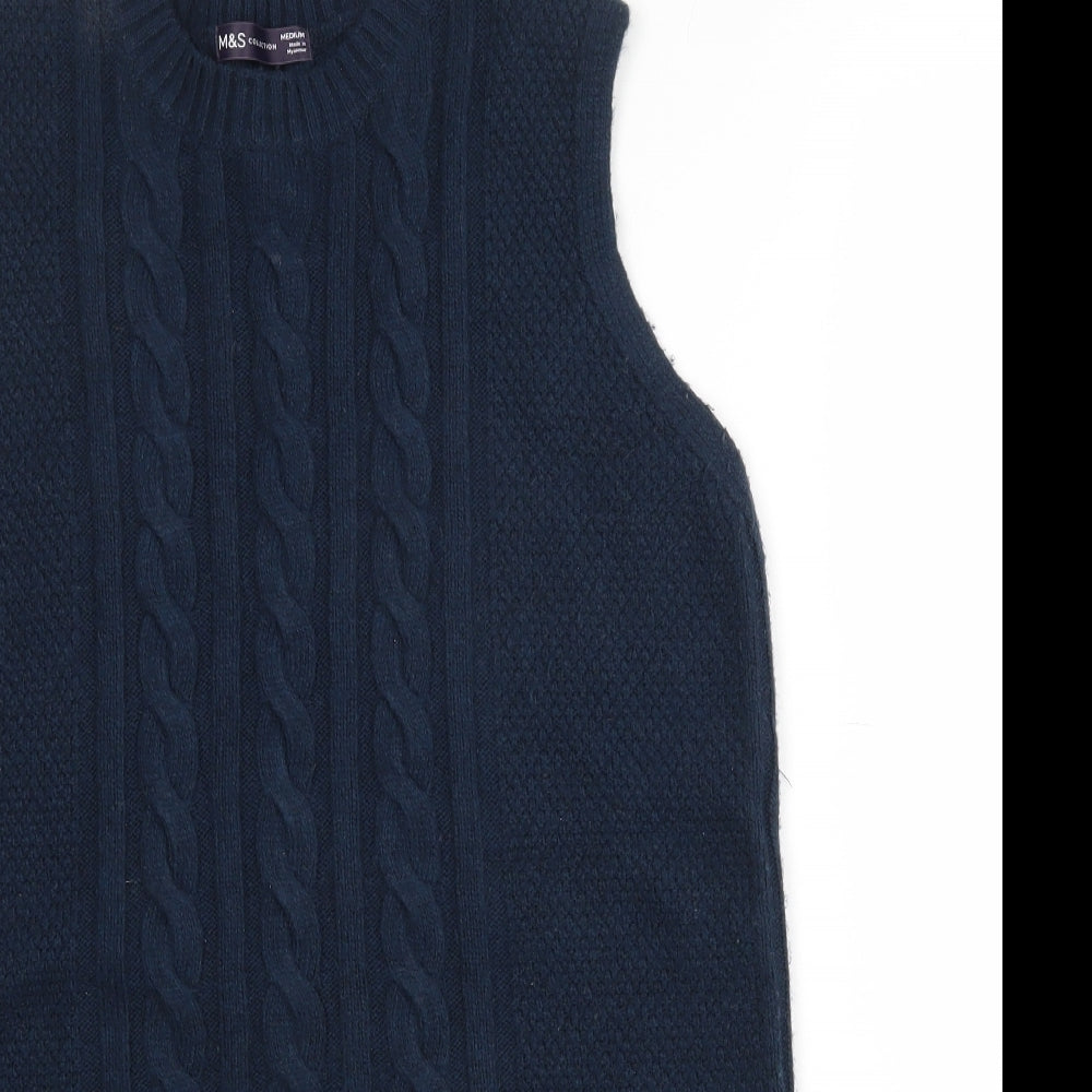 Marks and Spencer Mens Blue Crew Neck  Polyester Vest Jumper Size M