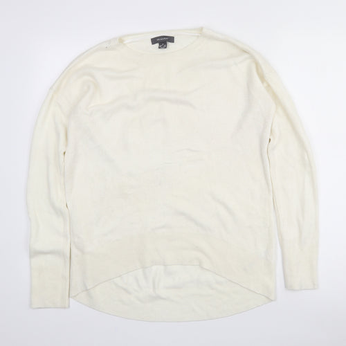 Primark Womens White Crew Neck  Acrylic Pullover Jumper Size 8   - 6-8 Oversized
