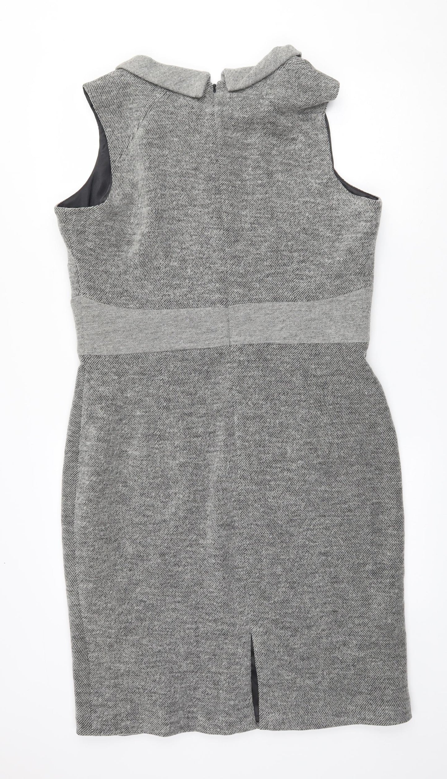 Per Una Womens Grey  Wool Shift  Size 18  Round Neck Zip
