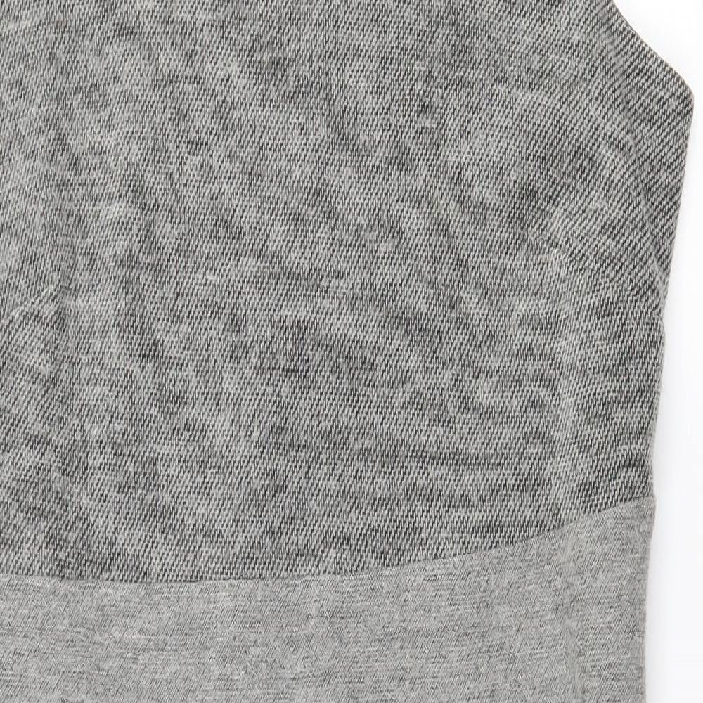 Per Una Womens Grey  Wool Shift  Size 18  Round Neck Zip