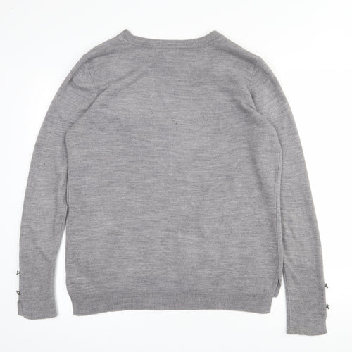 Primark Womens Grey Crew Neck  Acrylic Pullover Jumper Size 12