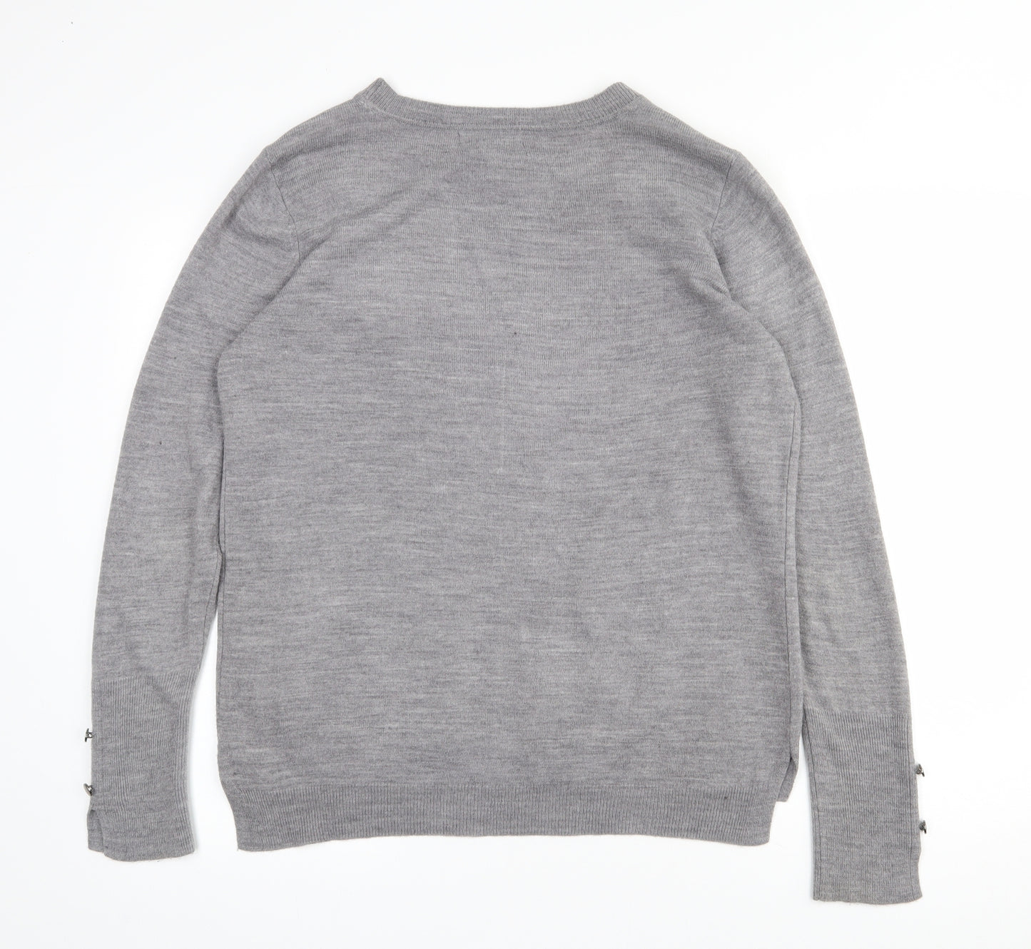 Primark Womens Grey Crew Neck  Acrylic Pullover Jumper Size 12
