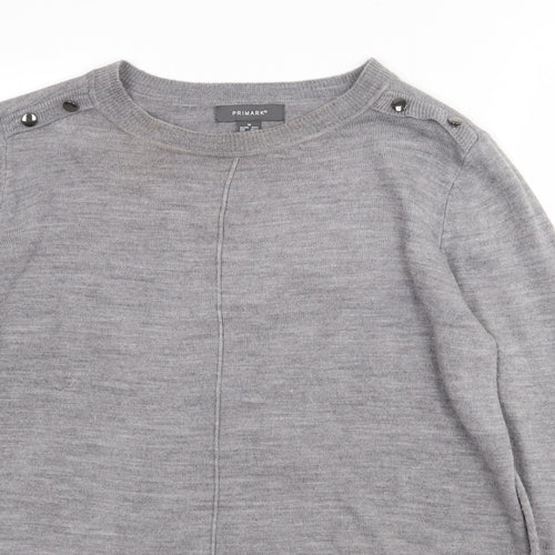 Primark Womens Grey Crew Neck  Acrylic Pullover Jumper Size 12
