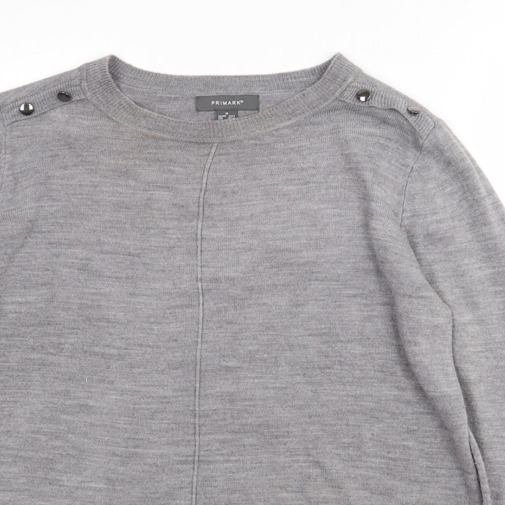Primark Womens Grey Crew Neck  Acrylic Pullover Jumper Size 12