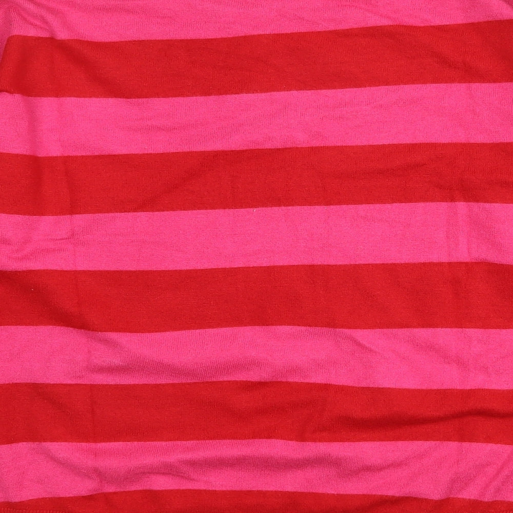 NEXT Womens Red Crew Neck Striped Viscose Pullover Jumper Size M
