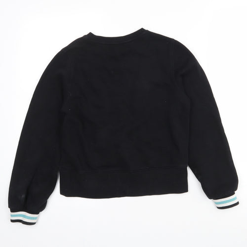 Marks and Spencer Girls Black  Cotton Pullover Sweatshirt Size 11-12 Years   - Live Your Dreams
