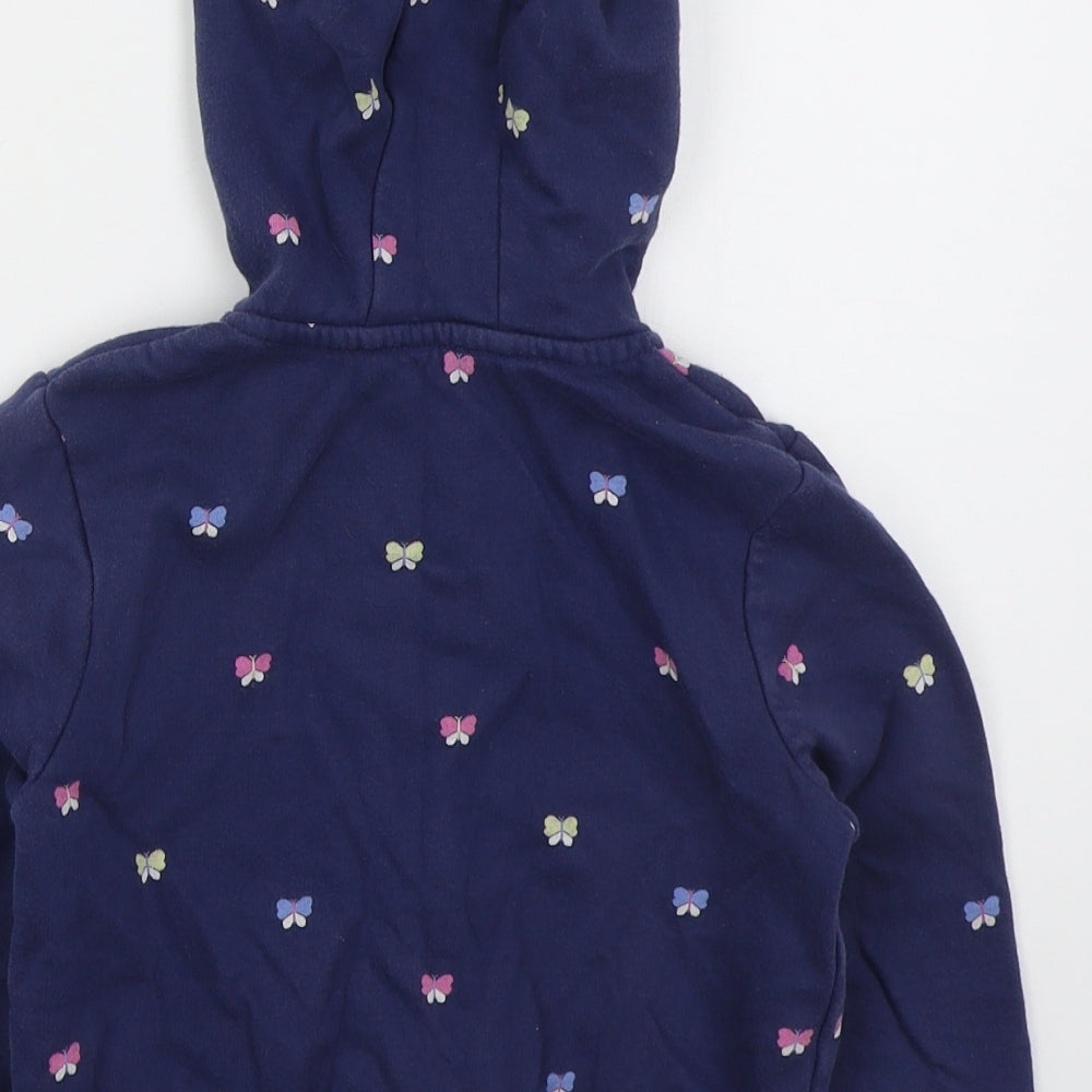 Marks and Spencer Girls Blue  Cotton Full Zip Hoodie Size 5-6 Years  Zip - Butterflies