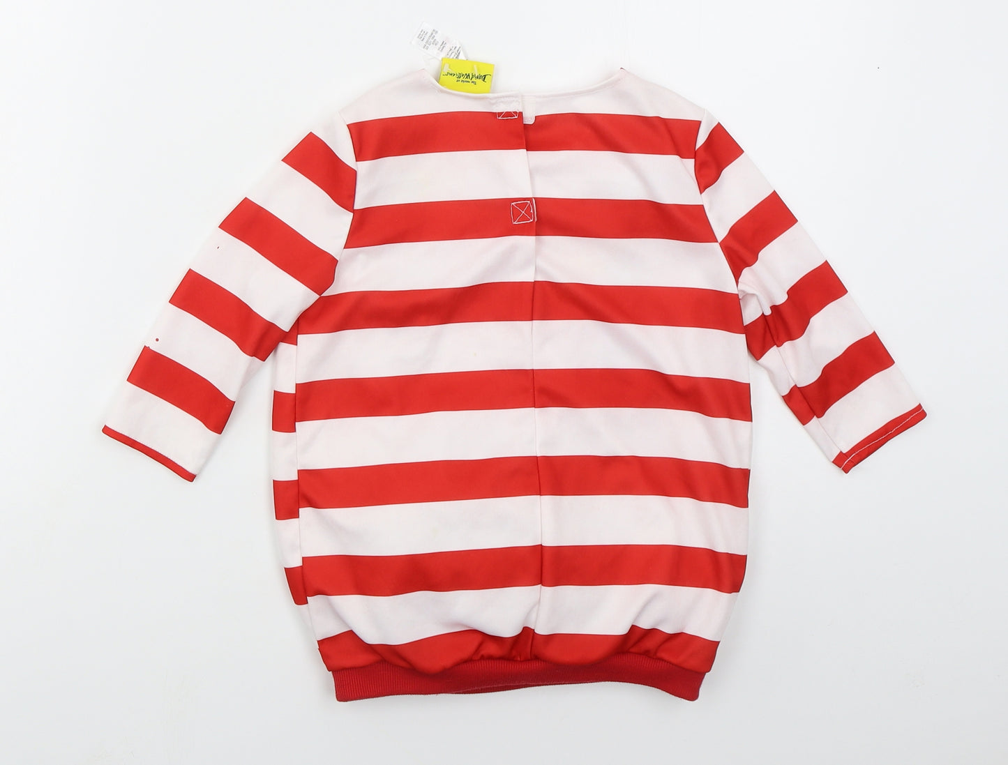 George Boys Red Striped Polyester Basic T-Shirt Size 5-6 Years Crew Neck Pullover - Burts Burgers Fancy Dress Top